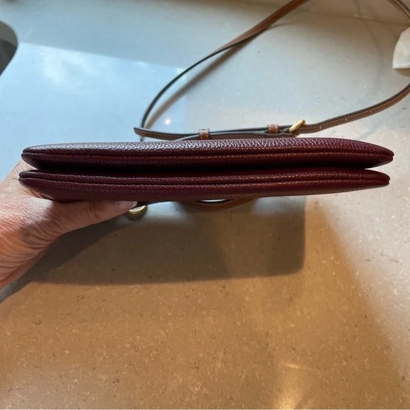 Tory Burch Burgundy and Tan Crossbody Bag - Picture 9 of 9